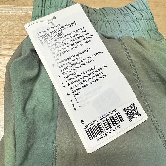 Lululemon Hotty Hot High-Rise Lined Short 2.5" Chroma Drift Green Size 6 NWT - Picture 6 of 12
